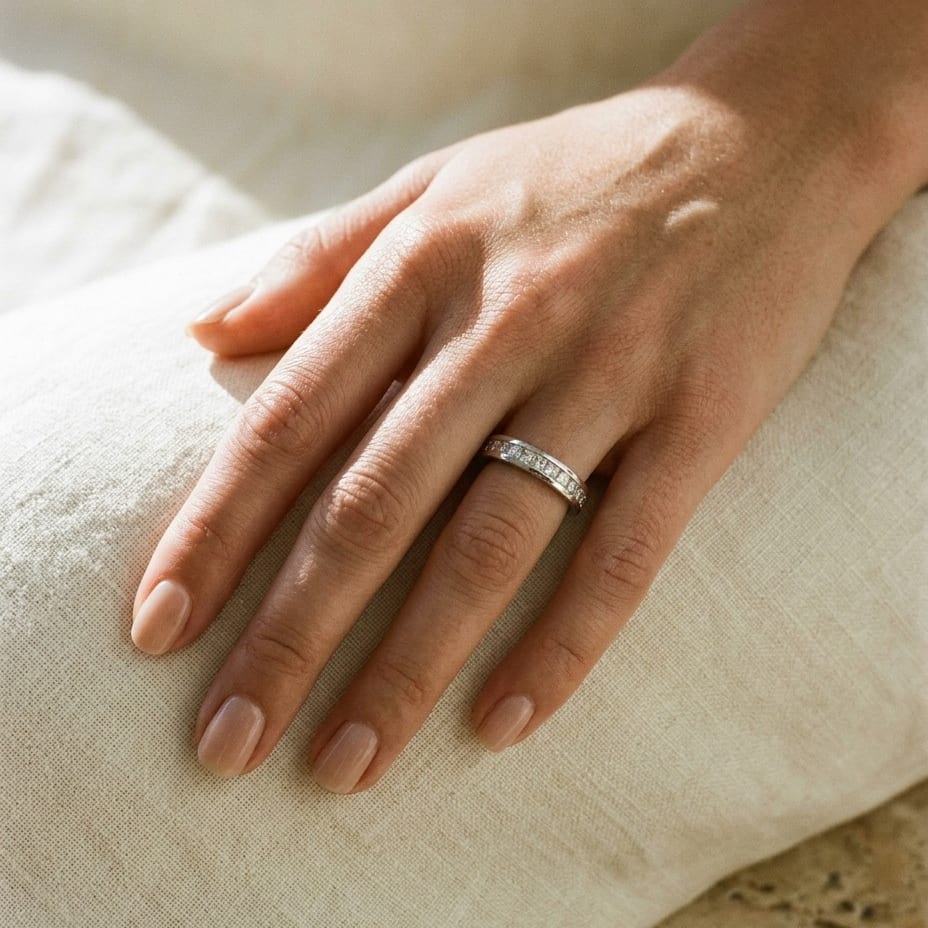 Princess Diamond Eternity Ring in 18K White Gold - editorial