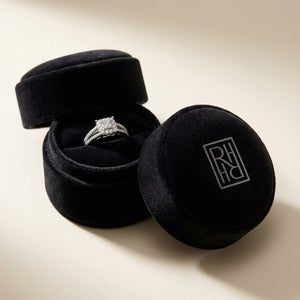 Diamond Princess Invisible-Set Square Center with Round Prong Split Shank in 18K White Gold - presentation