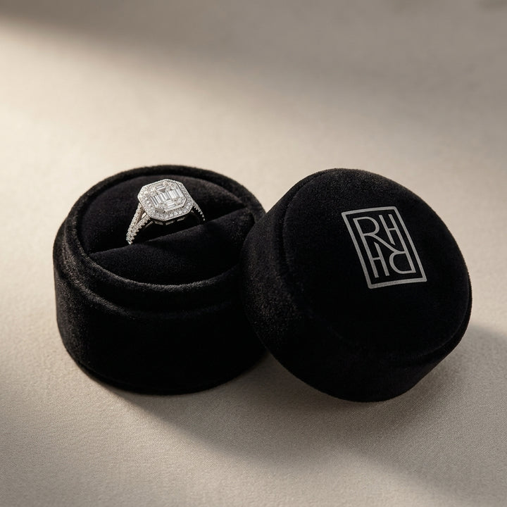 Diamond Asscher Cut Composite Ring in 18K White Gold - presentation