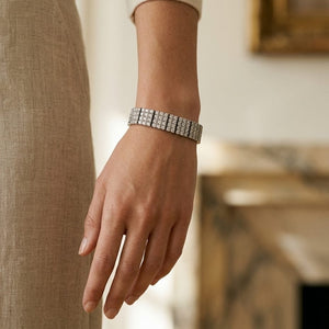 Pave Diamond Link Bracelet in 18K White Gold - lifestyle