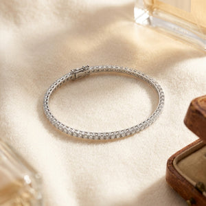 Diamond Slim Bangle Bracelet in 18K White Gold - flat lay