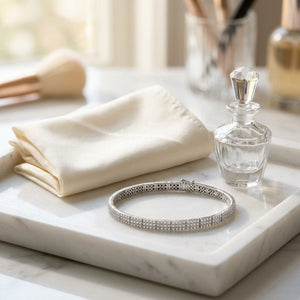 Diamond Link Bracelet in 18K White Gold - editorial