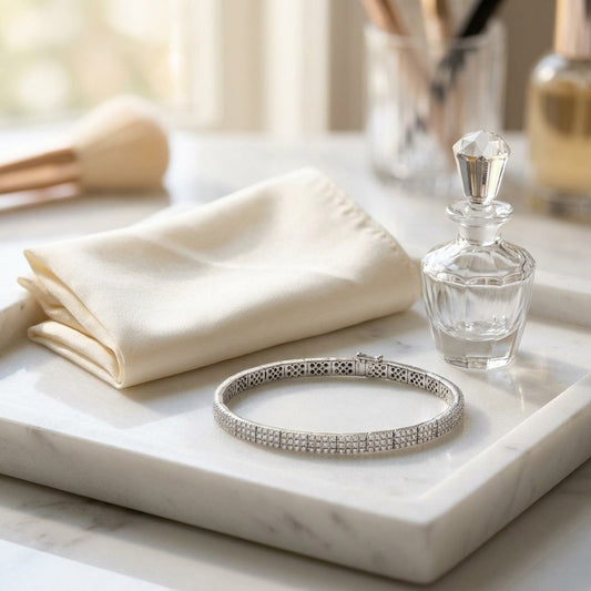 Diamond Link Bracelet in 18K White Gold - editorial