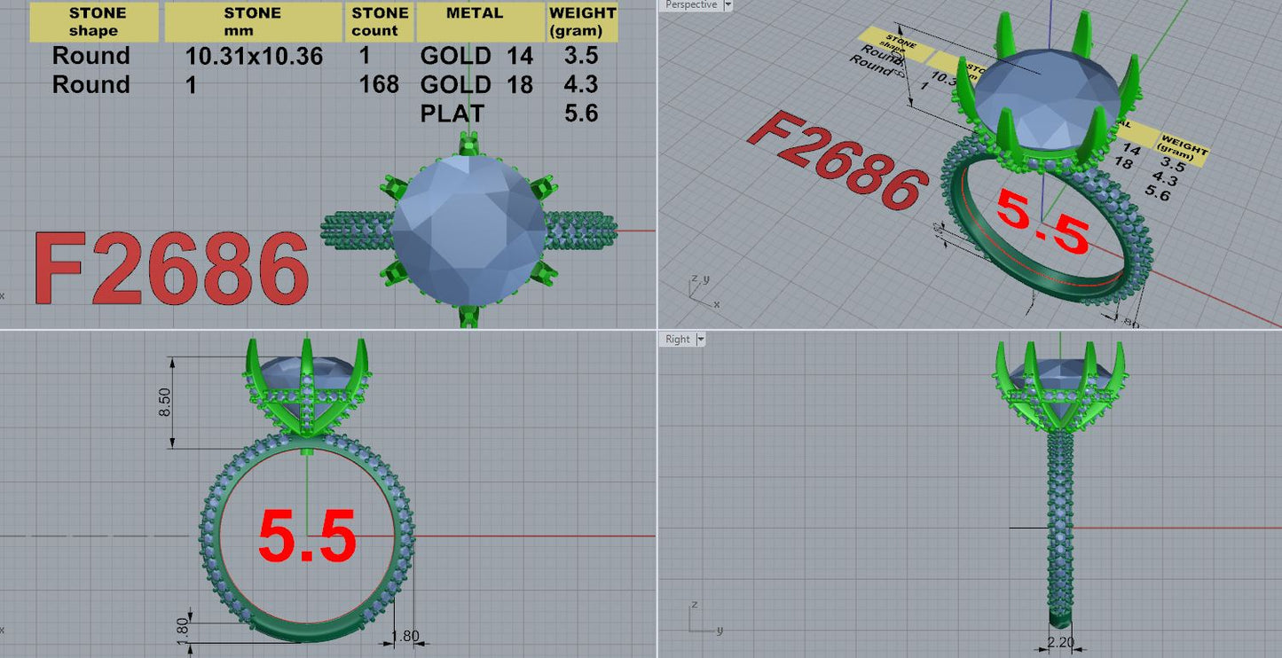 6 Prong Diamond Engagement Ring