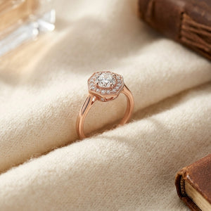 Diamond Pave Ring in 14K Rose Gold - flat lay