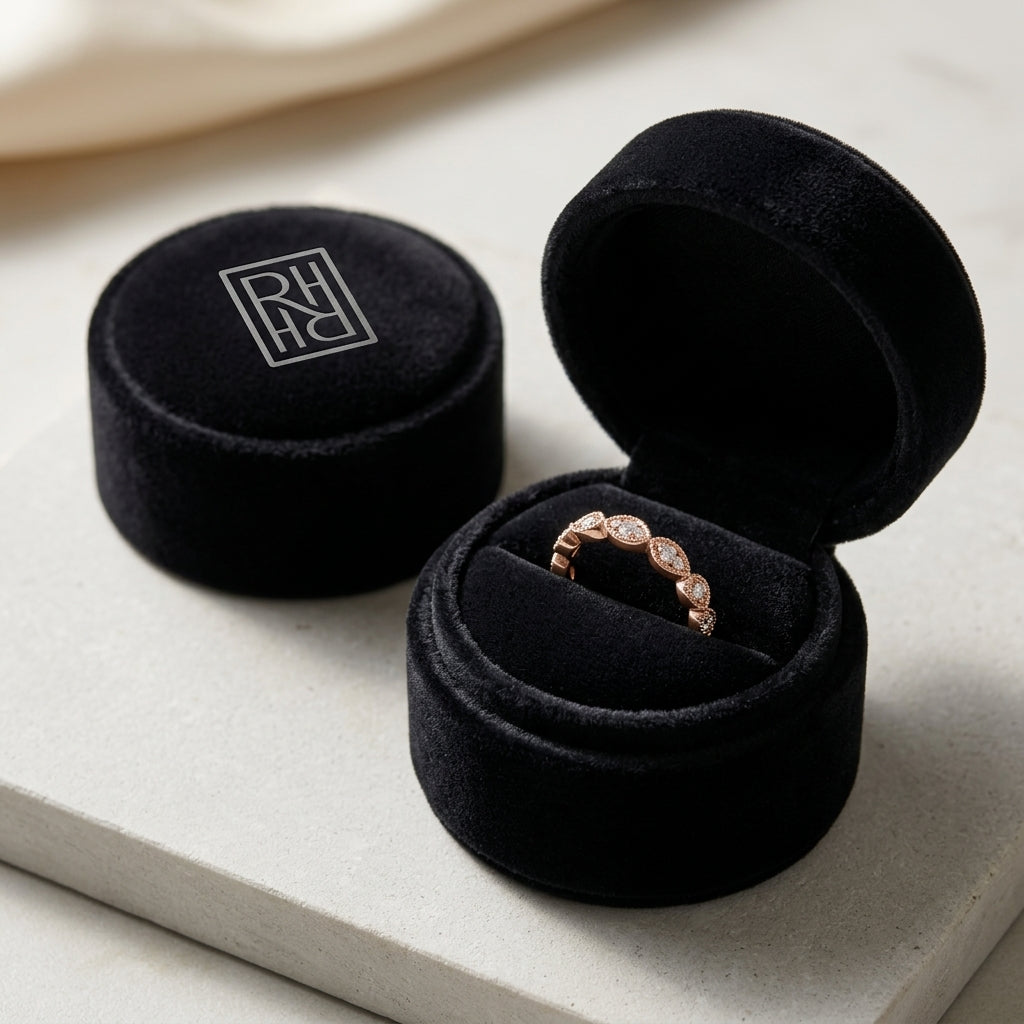 Diamond 1/10ctw Stackable Ring Set in 14K Rose Gold - presentation