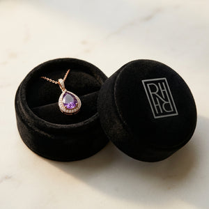 Amethyst & Diamond Pendant in 14K Rose Gold - presentation
