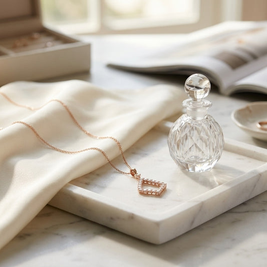 Diamond Elongated Diamond Shape Dangling Pendant in 14K Rose Gold - editorial
