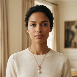 Pink Pearl, Morganite & Diamond Pendant in 14K Rose Gold - editorial
