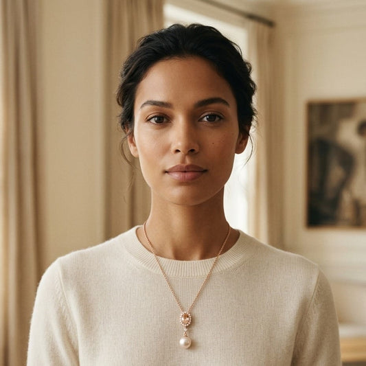 Pink Pearl, Morganite & Diamond Pendant in 14K Rose Gold - editorial