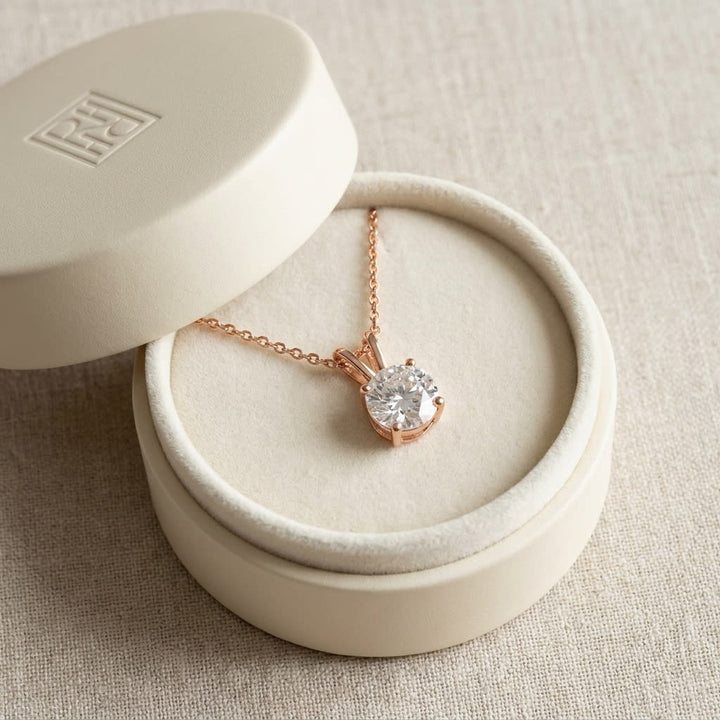 Natural Diamond Round Brilliant Solitaire Pendant 1-1/2 ct t.w. in Yellow Gold