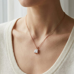 Lab Grown Diamond Princess Solitaire Pendant 4 ct t.w. in Yellow Gold
