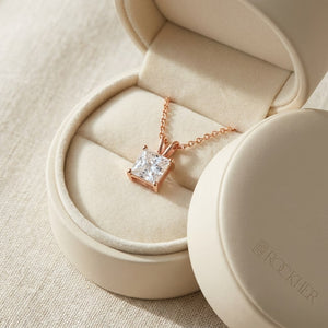 Lab Grown Diamond Princess Solitaire Pendant 2 ct t.w. in Yellow Gold