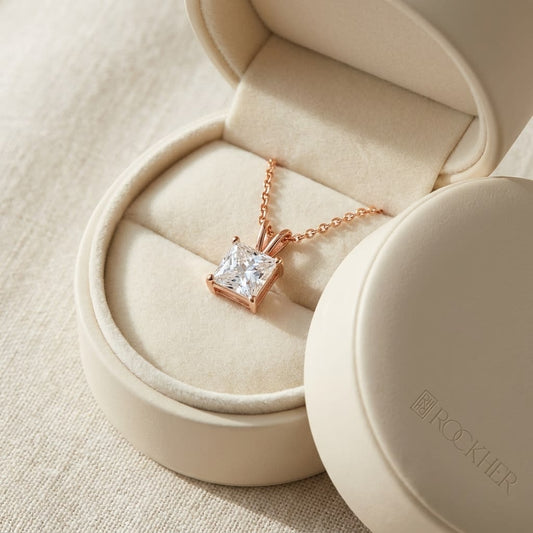 Lab Grown Diamond Princess Solitaire Pendant 2 ct t.w. in Yellow Gold