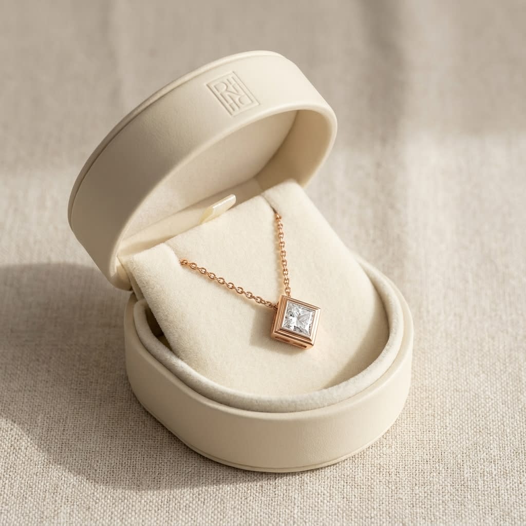 Lab Grown Diamond Princess Solitaire Pendant 1 ct t.w. in Yellow Gold