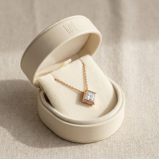 Lab Grown Diamond Princess Solitaire Pendant 1 ct t.w. in Yellow Gold