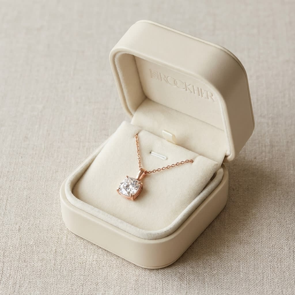 Lab Grown Diamond Cushion Solitaire Pendant 1-1/2 ct t.w. in Yellow Gold