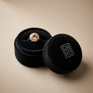 Morganite Round 4 Prong Stud Earrings in 14K Rose Gold - presentation