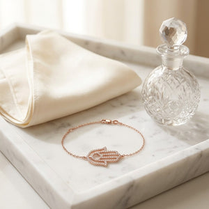 Hamsa Diamond Pave Bracelet in 14K Rose Gold - lifestyle