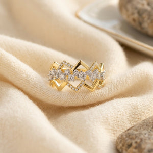 Diamond Criss-Cross High-Polish Accent Ring in 14K Two-Tone Gold - flat lay