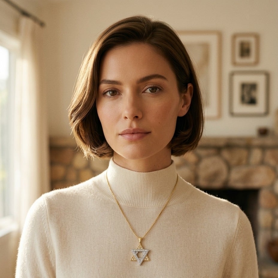 Diamond Star of David Pendant in 14K Two-Tone Gold - lifestyle