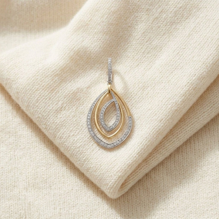 Diamond Overlapping Multi-Loop Two Tone Dangle Earrings in 14K Gold 1/2ctw in 14K Two-Tone Gold - flat lay