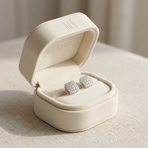 Natural Diamond Round Brilliant Stud Earrings in 14K White Gold, 0.7 ct. t.w., in navy velvet jewelry box