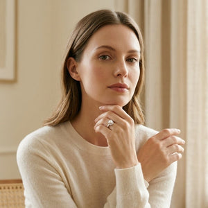 Akoya Pearl & Diamond Ring in 14K White Gold - on model