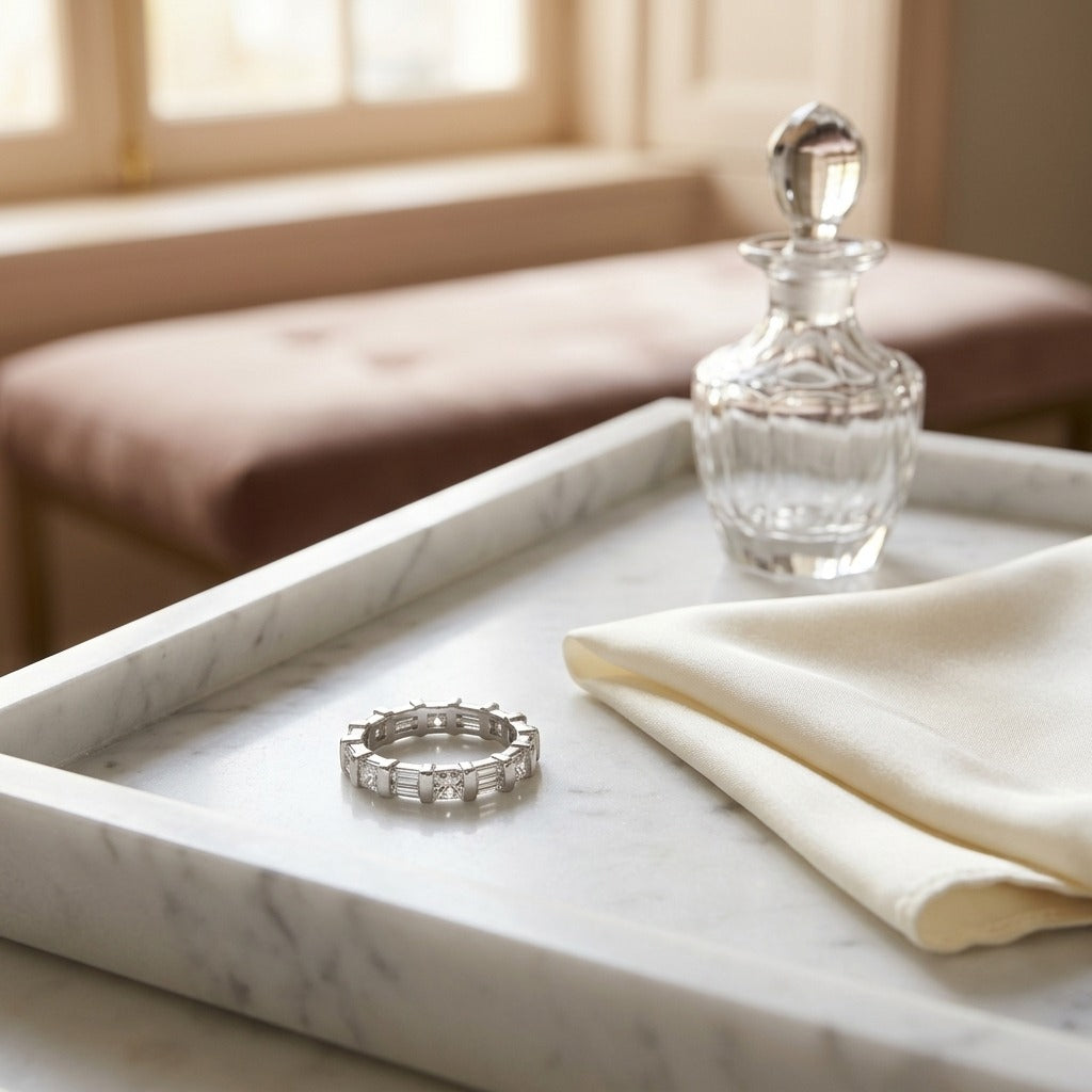 Diamond Channel Eternity Band in 14K White Gold - editorial