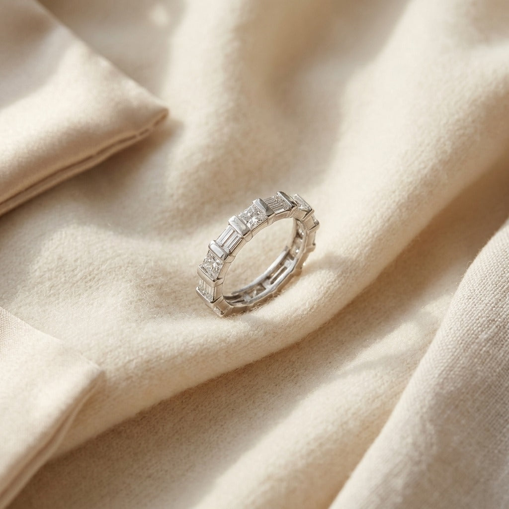Diamond Channel Eternity Band in 14K White Gold - flat lay