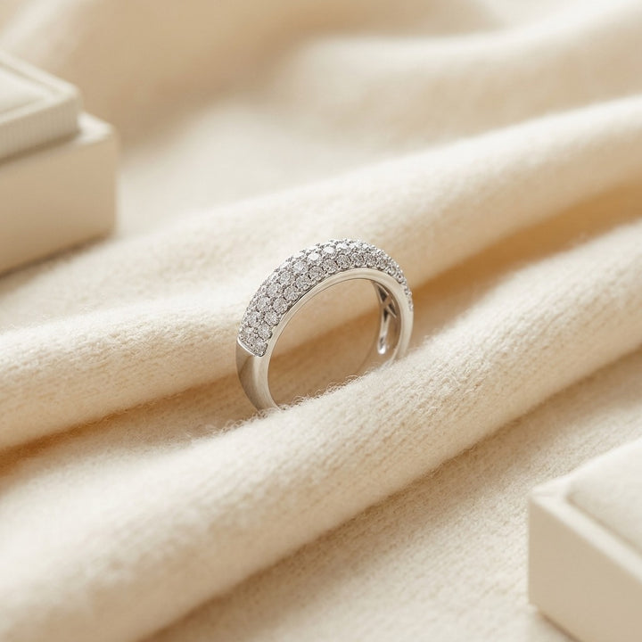 Multi Row Pave Diamond Band in 14K Gold in 14K White Gold - flat lay