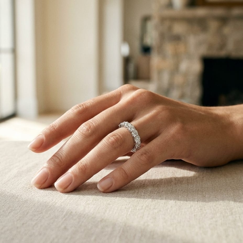Diamond 2-5/8ctw Eternity Ring in 14K White Gold - editorial