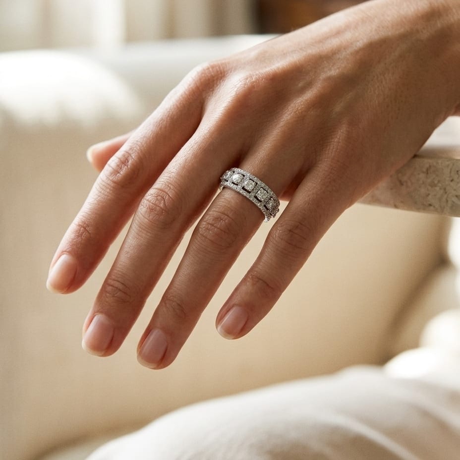 Diamond Ring in 14K White Gold - editorial