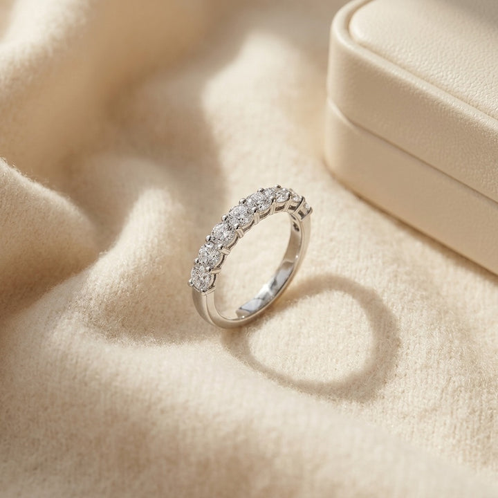 Graduated Diamond Ring in 14K White Gold - flat lay