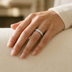 Diamond Baguette & Round Channel Band 1/2ctw in 14K White Gold - editorial