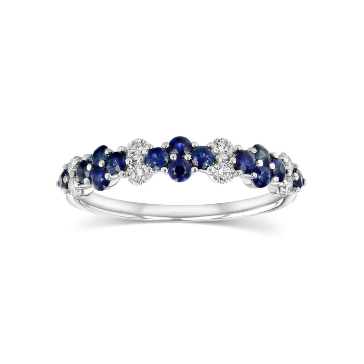 Sapphire And Diamond Alternating Cluster Band, in 14K White Gold | RockHer