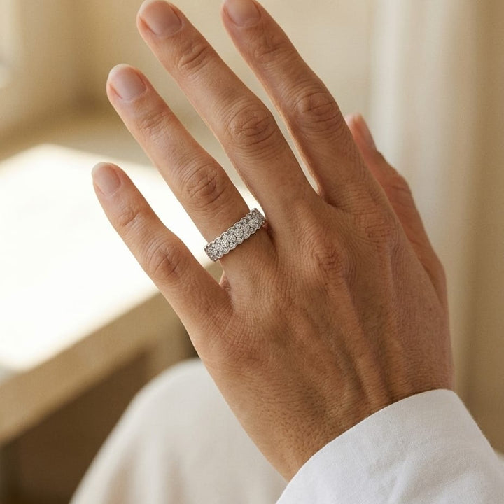 Cluster 0.33ctw Diamond Band in 14K White Gold - editorial