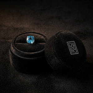 Blue Topaz Round 4-Prong Stud Earrings with Screwbacks 6mm in 14K White Gold - presentation
