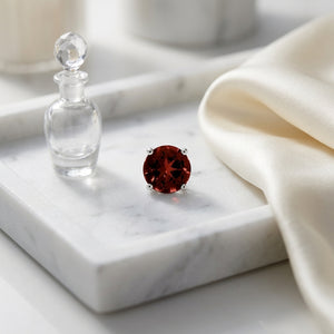 Garnet Round 4-Prong Stud Earrings with Screwbacks 6mm in 14K White Gold - lifestyle