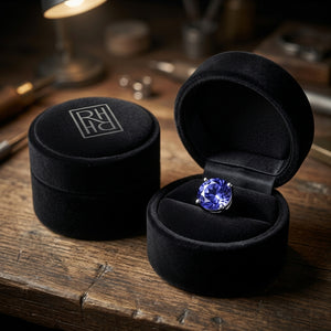 Tanzanite Round 4-Prong Stud Earrings with Screwbacks 6mm in 14K White Gold - presentation