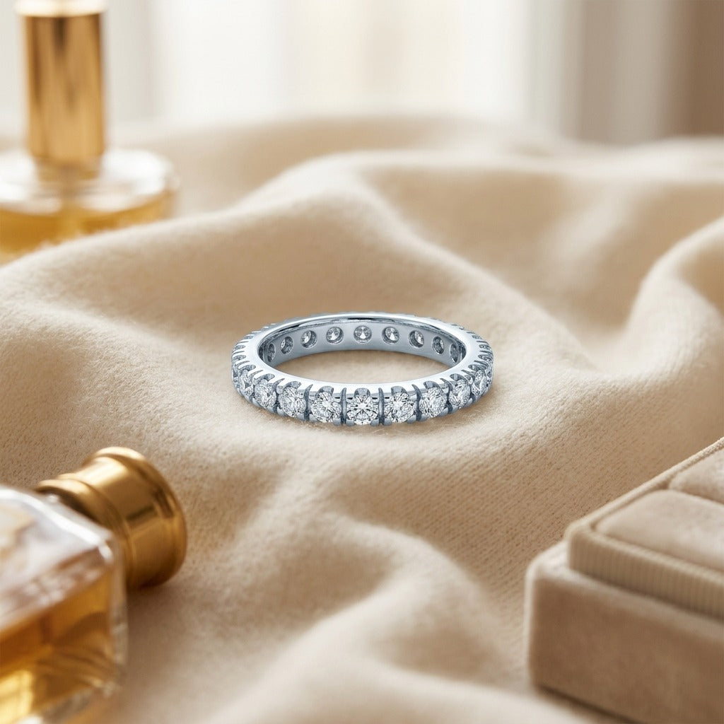 Diamond Eternity Band in 14K White Gold - flat lay