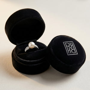 Freshwater Pearl & Diamond Ring in 14K White Gold - presentation