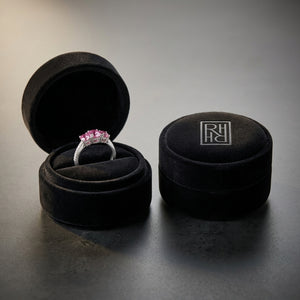 Pink Tourmaline Double Stone & Diamond Pave Shank Ring in 14K White Gold - presentation