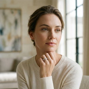 Diamond Leaf Band in 14K White Gold - on model