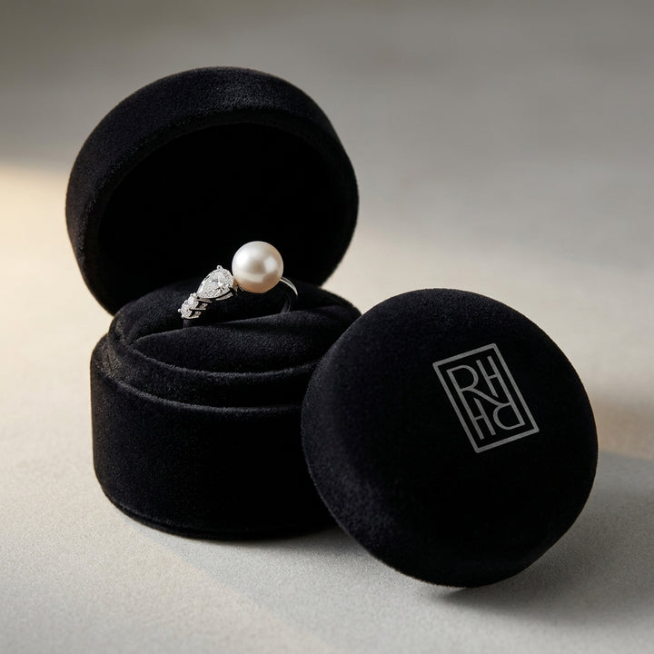 Pearl & Diamond Ring 5/8ctw in 14K White Gold - presentation