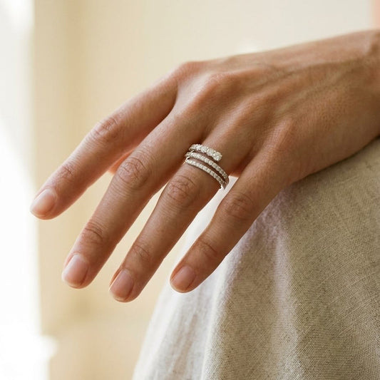 Diamond Spiral Ring 3/4ctw in 14K White Gold - editorial