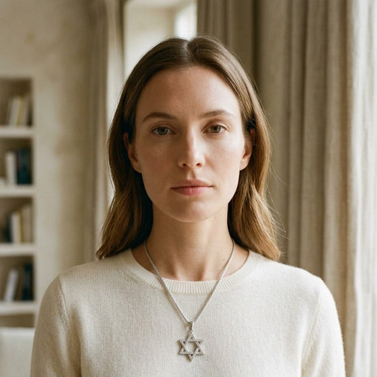 Diamond Pave Star of David Pendant in 14K White Gold - editorial