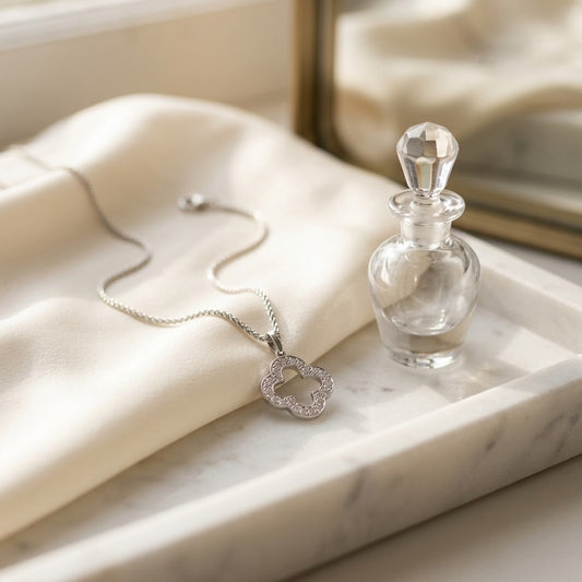 Pave Diamond Clover in 14K White Gold - editorial