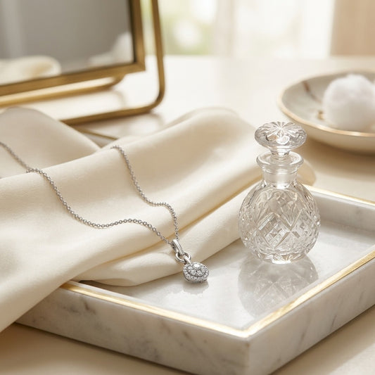 Diamond Bar-Link Bail Pendant in 14K White Gold - editorial