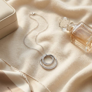 Diamond Double Loop Circle Pendant 1/2ctw in 14K White Gold - flat lay